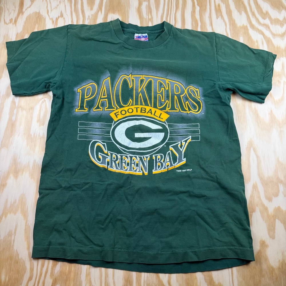 Vintage 1993 Green Bay Packers T Shirt Mens Medium Trench Ultra Green NFL USA
